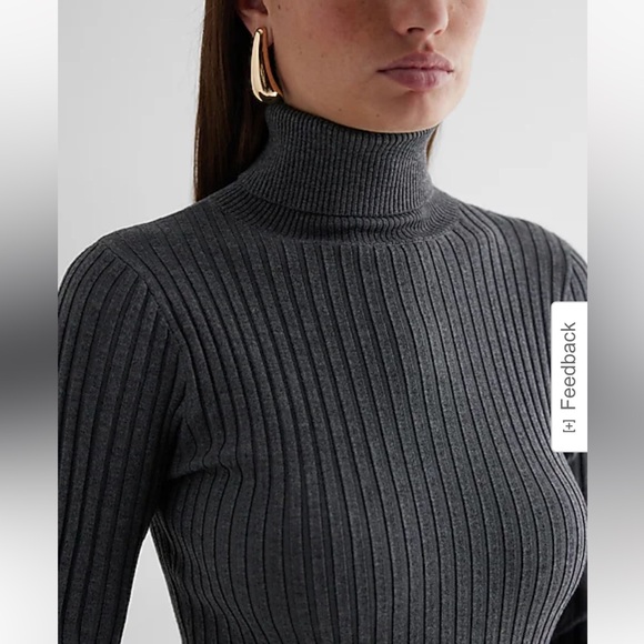 Express Ribbed Turtleneck Long Sleeve Mini Sweater Dress - Small - Picture 2 of 8